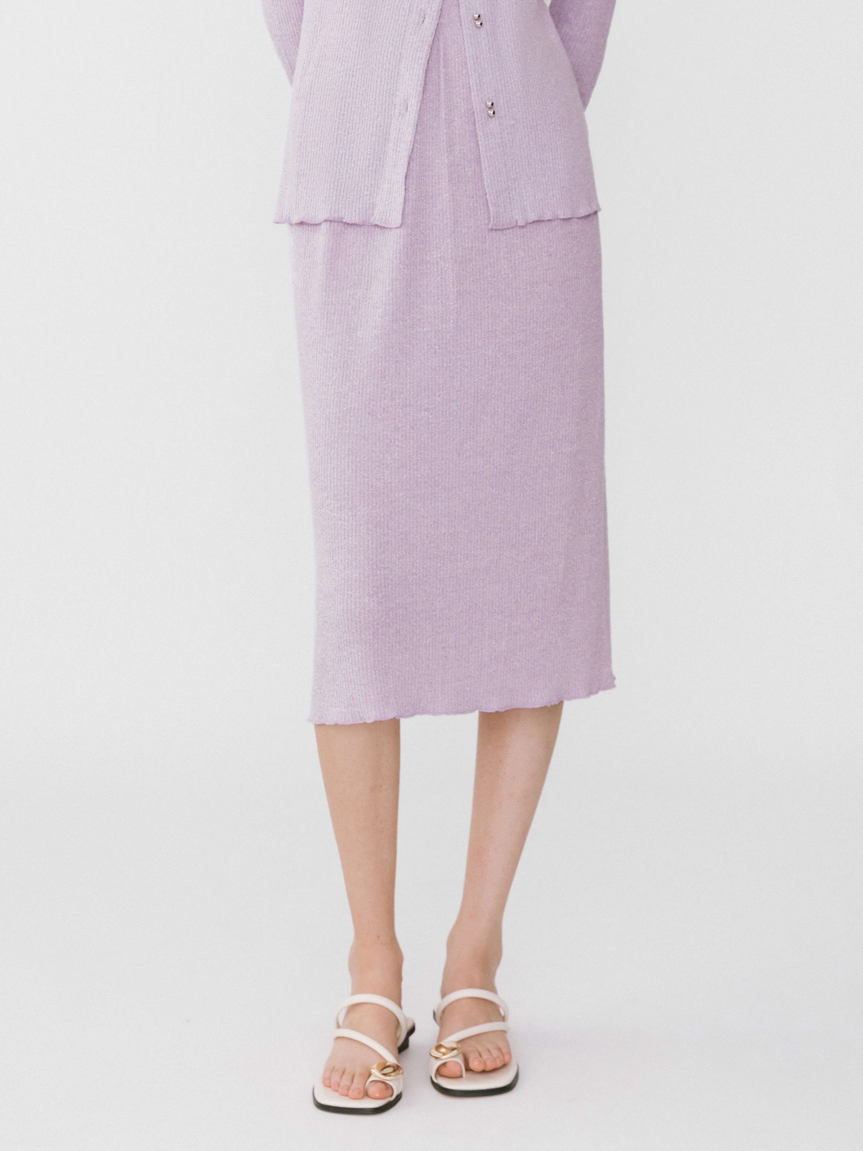 A-line Ribbed Knit Midi Skirt