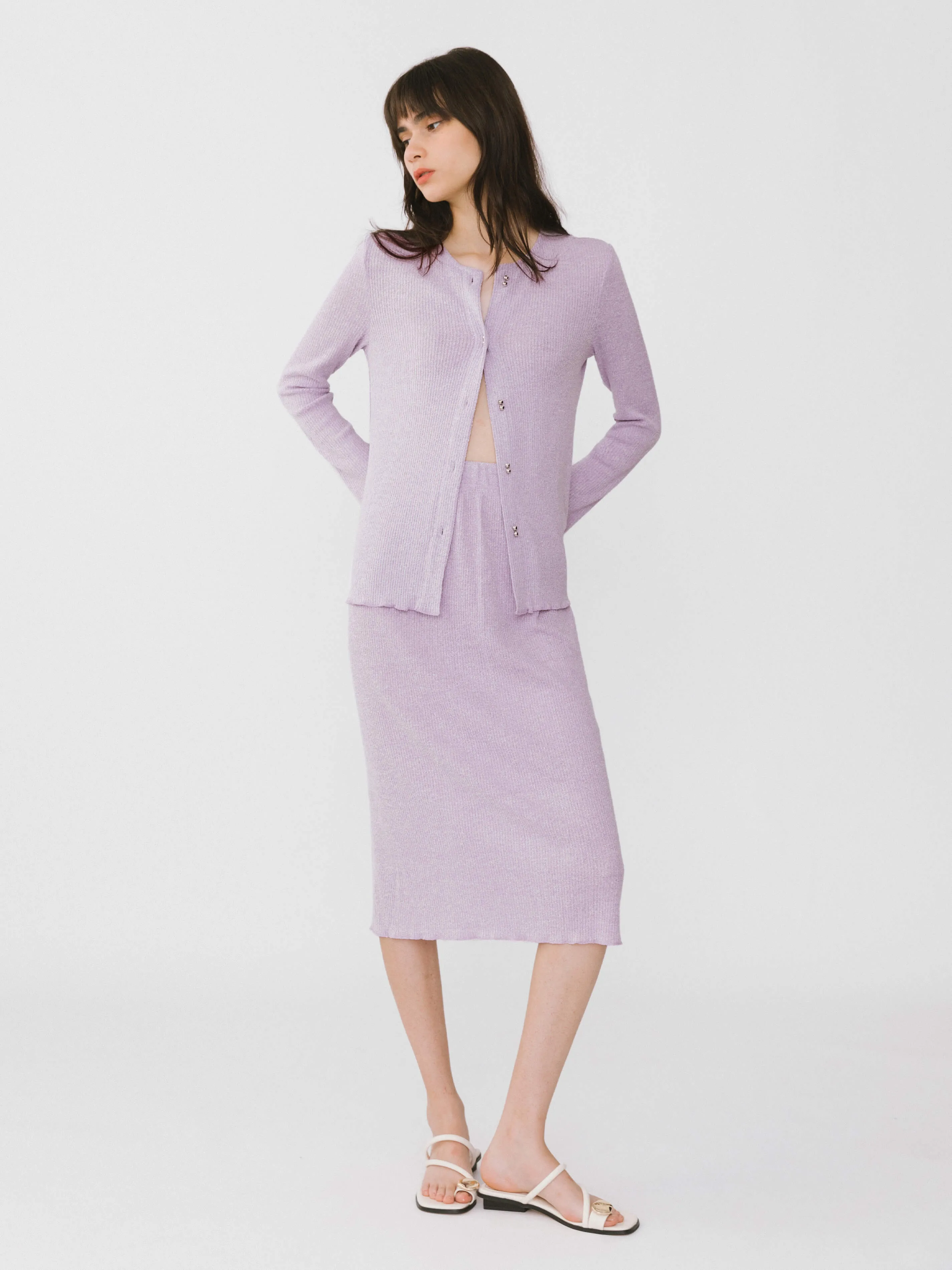 A-line Ribbed Knit Midi Skirt