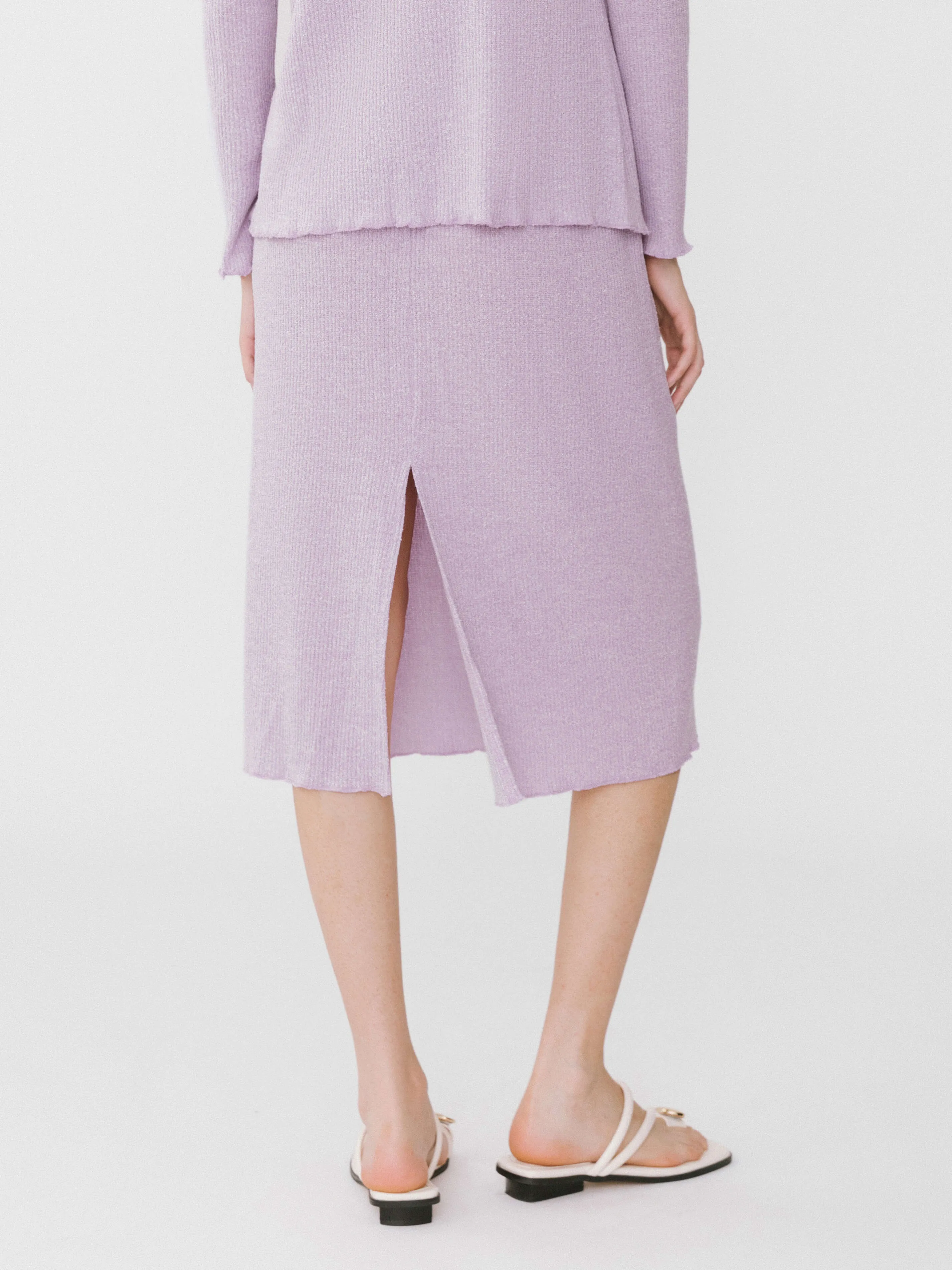 A-line Ribbed Knit Midi Skirt