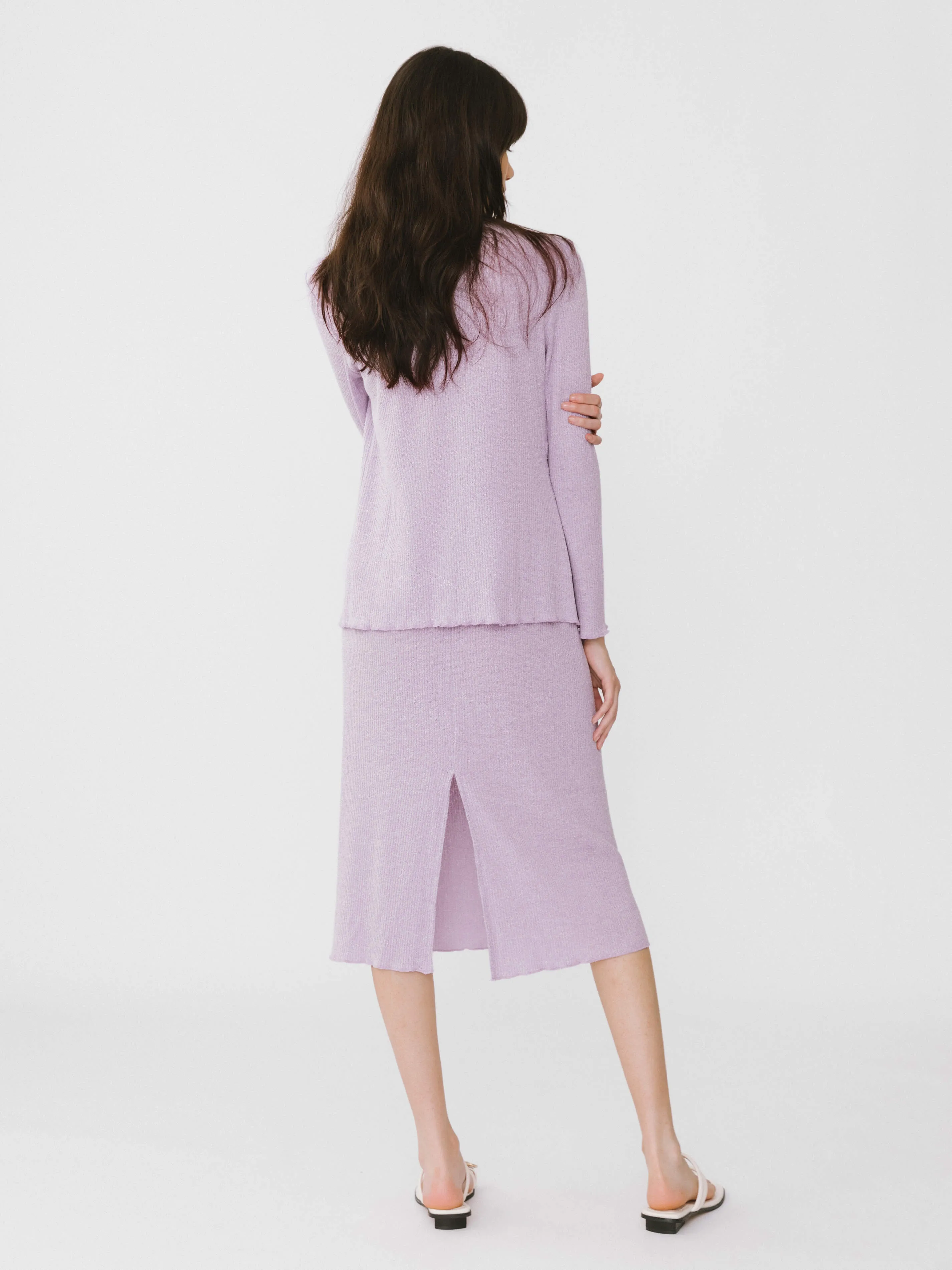 A-line Ribbed Knit Midi Skirt