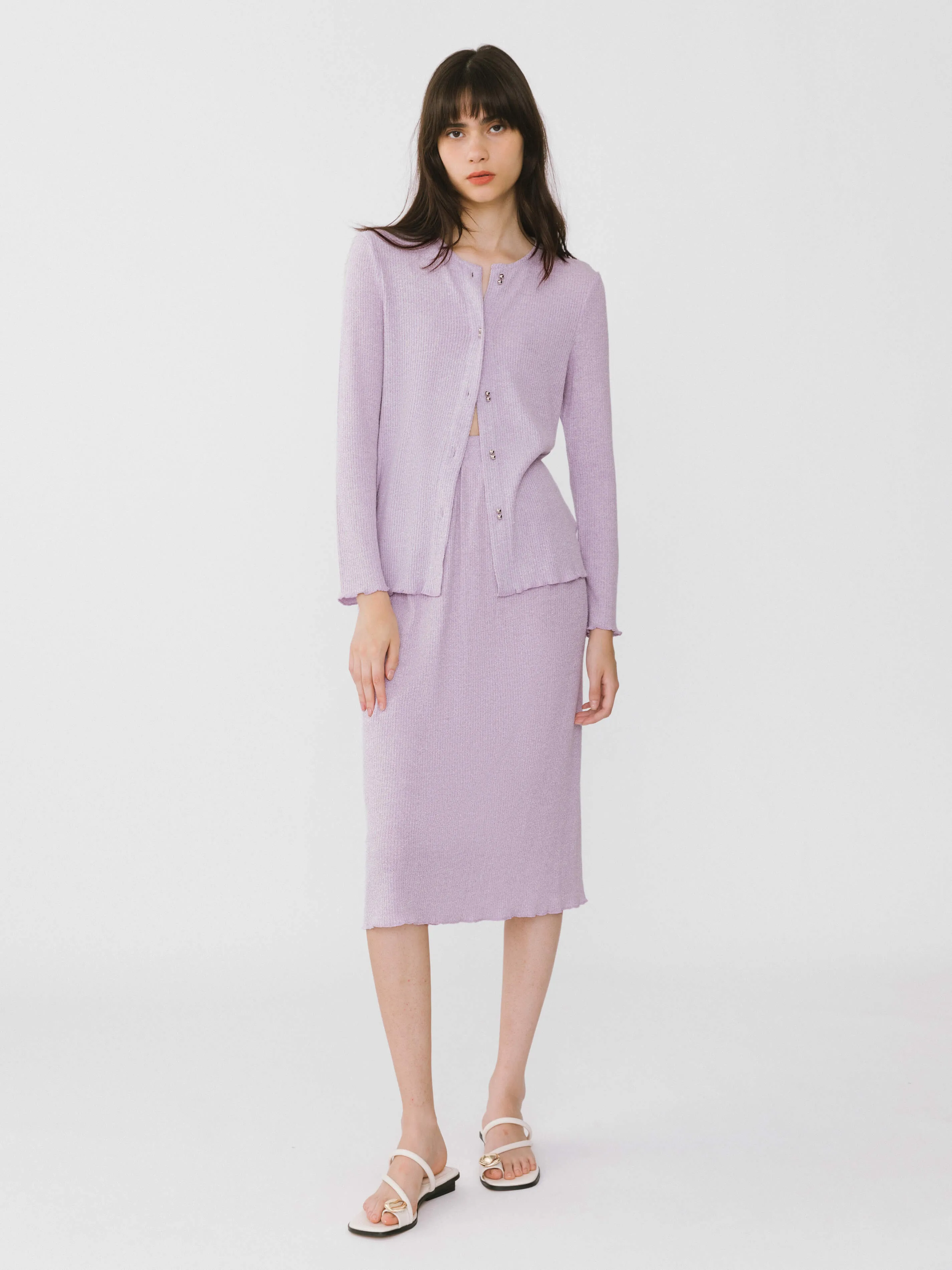 A-line Ribbed Knit Midi Skirt
