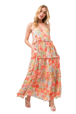And The Why Floral Ruffled Tiered Maxi Cami Dress