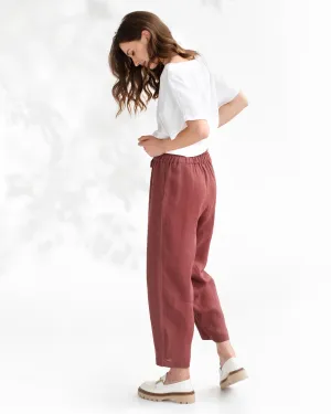 Baggy linen pants BESALU in Plum