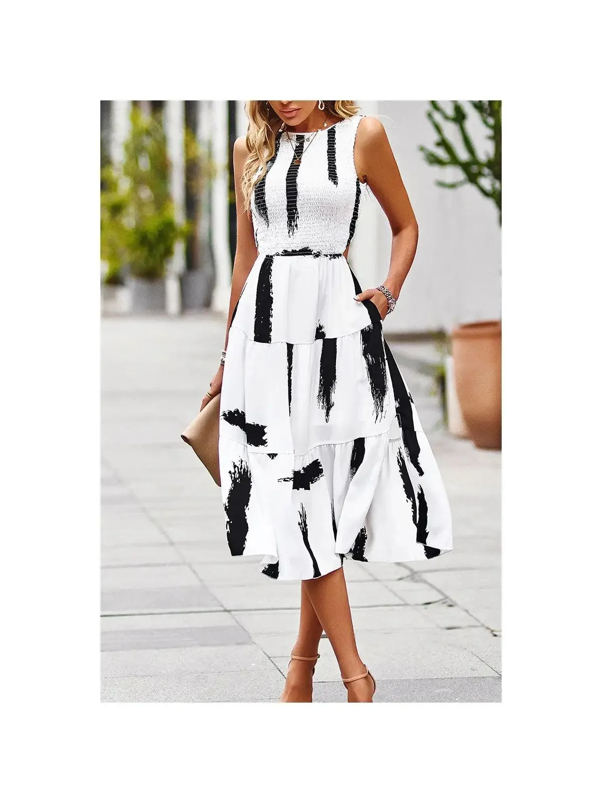 B&W Ruffled Dress
