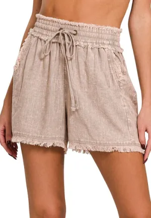 Brendan Frayed Linen Shorts