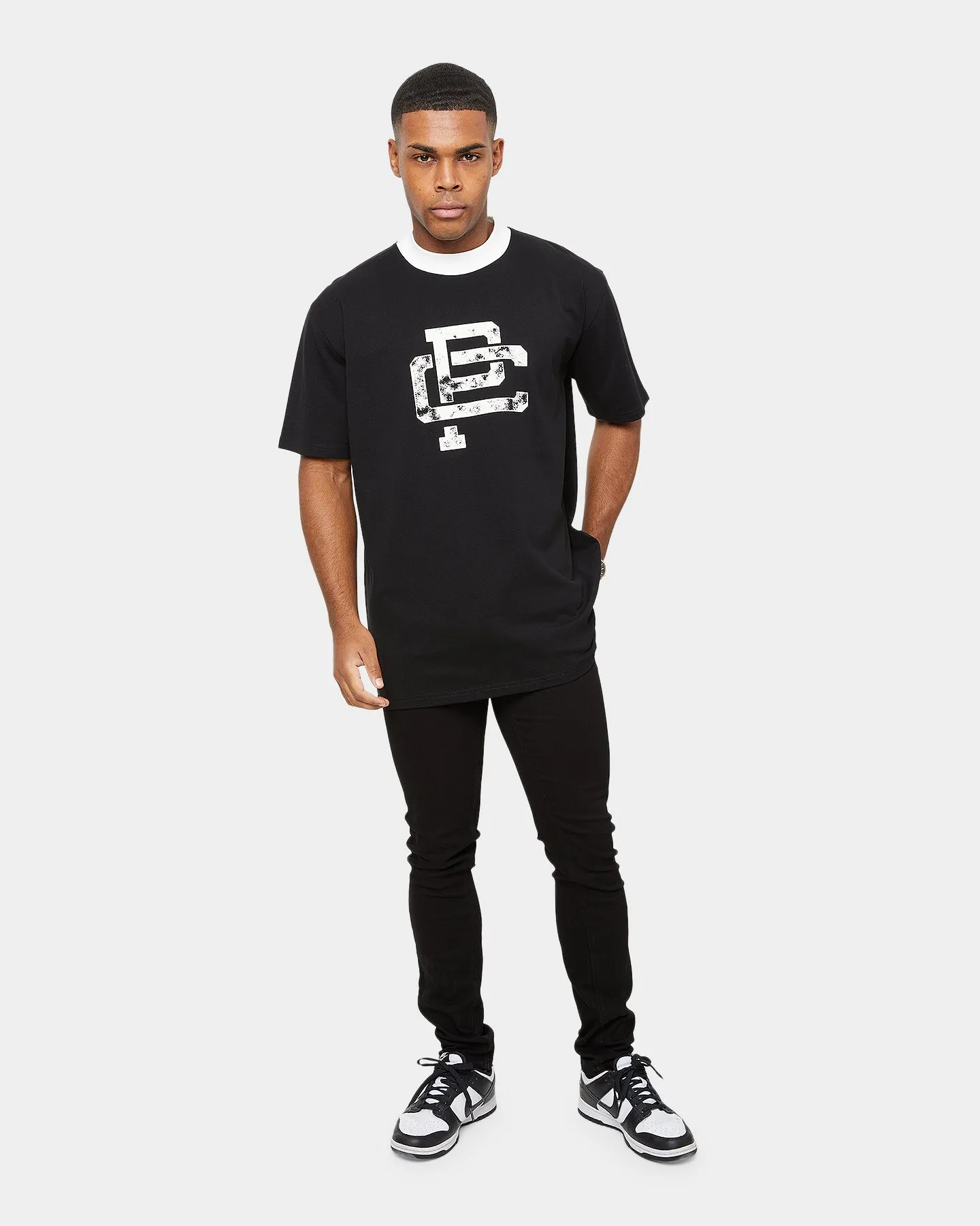 Carre Mono Ringer Oversized Short Sleeve T-Shirt Black/Off White