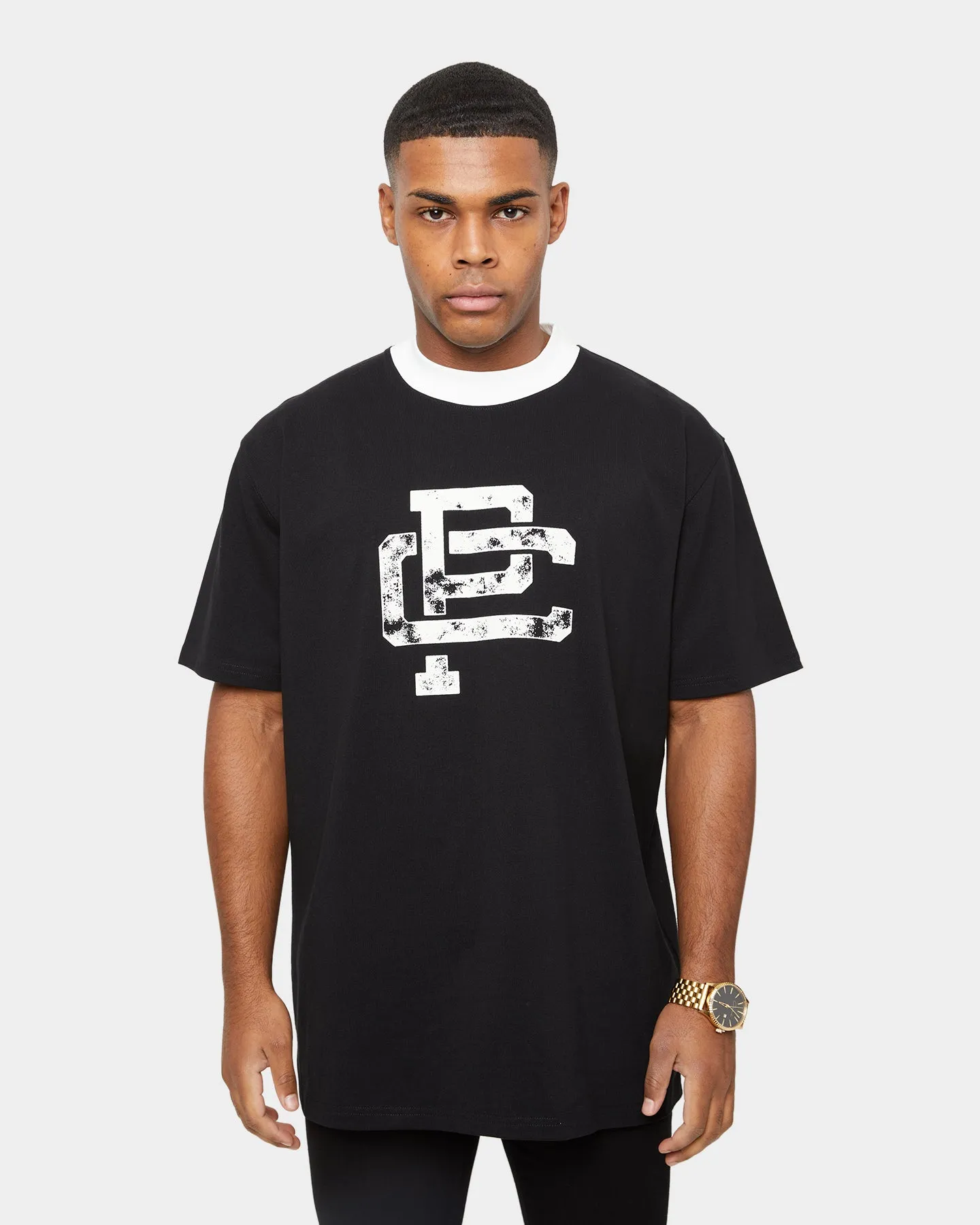 Carre Mono Ringer Oversized Short Sleeve T-Shirt Black/Off White