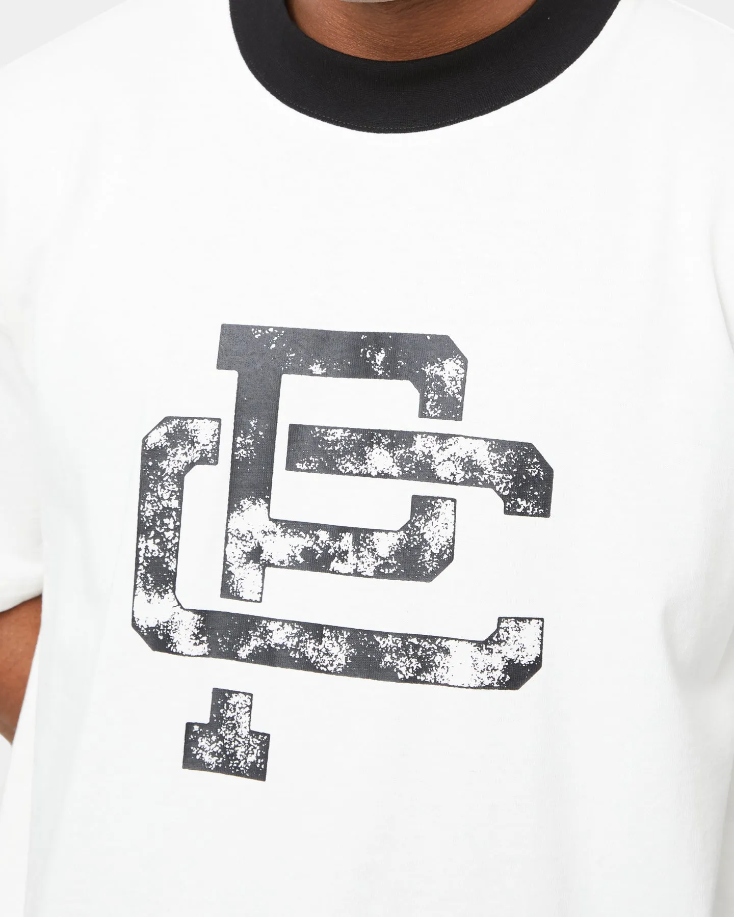Carre Mono Ringer Oversized Short Sleeve T-Shirt Off White/Black