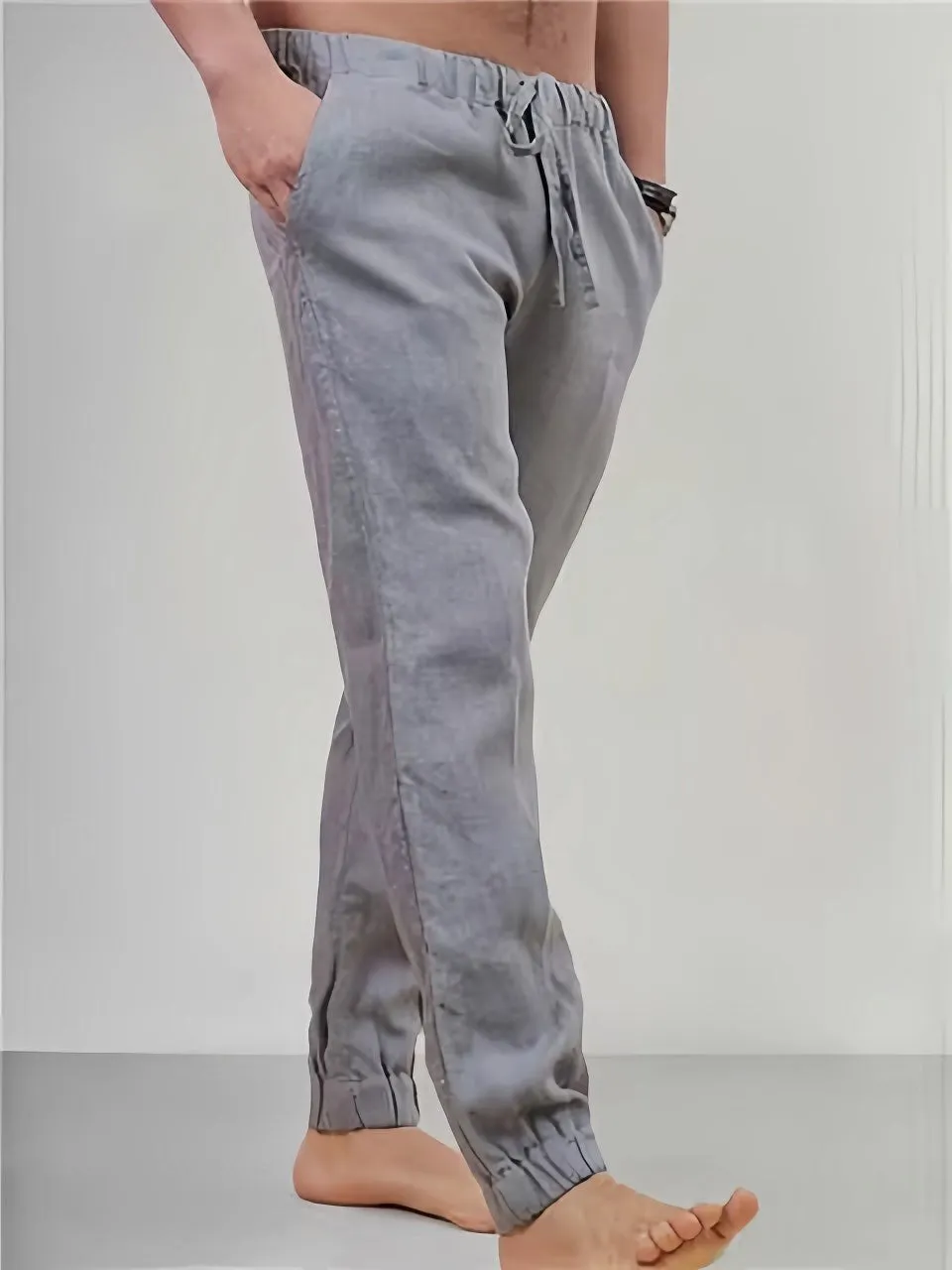 Casual Elastic Waist Cotton Linen Pants
