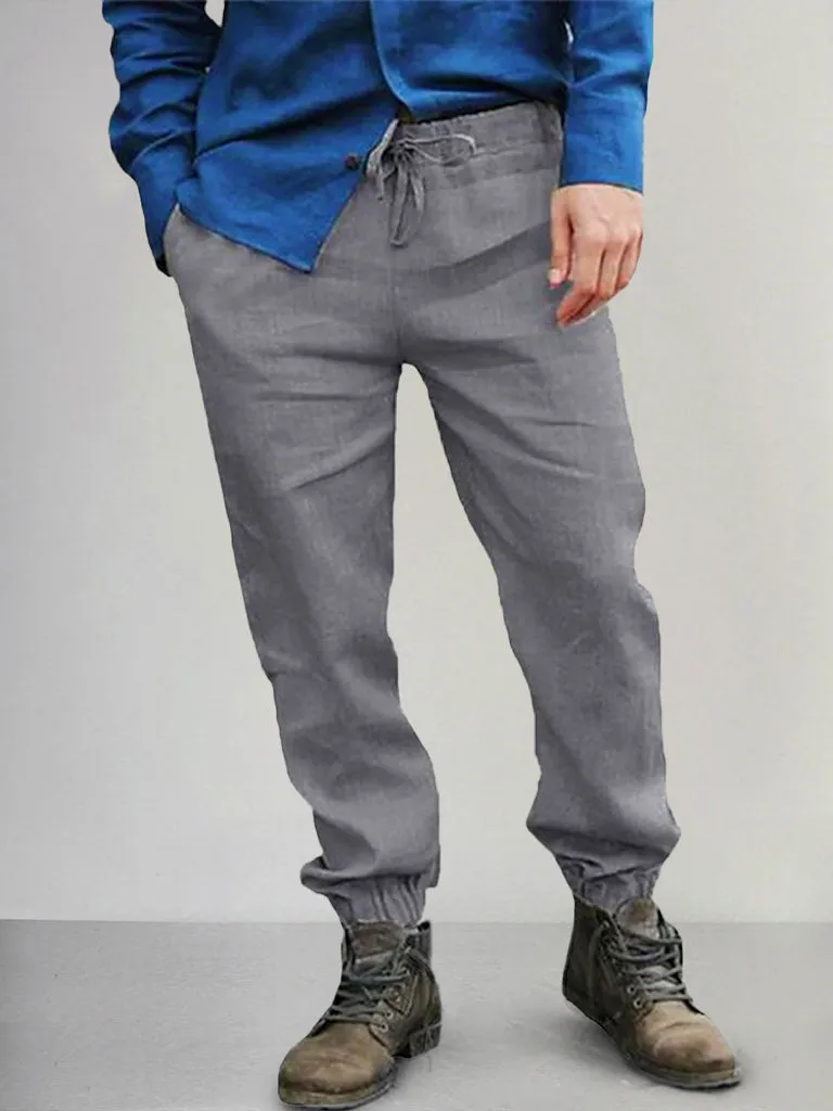 Casual Elastic Waist Cotton Linen Pants