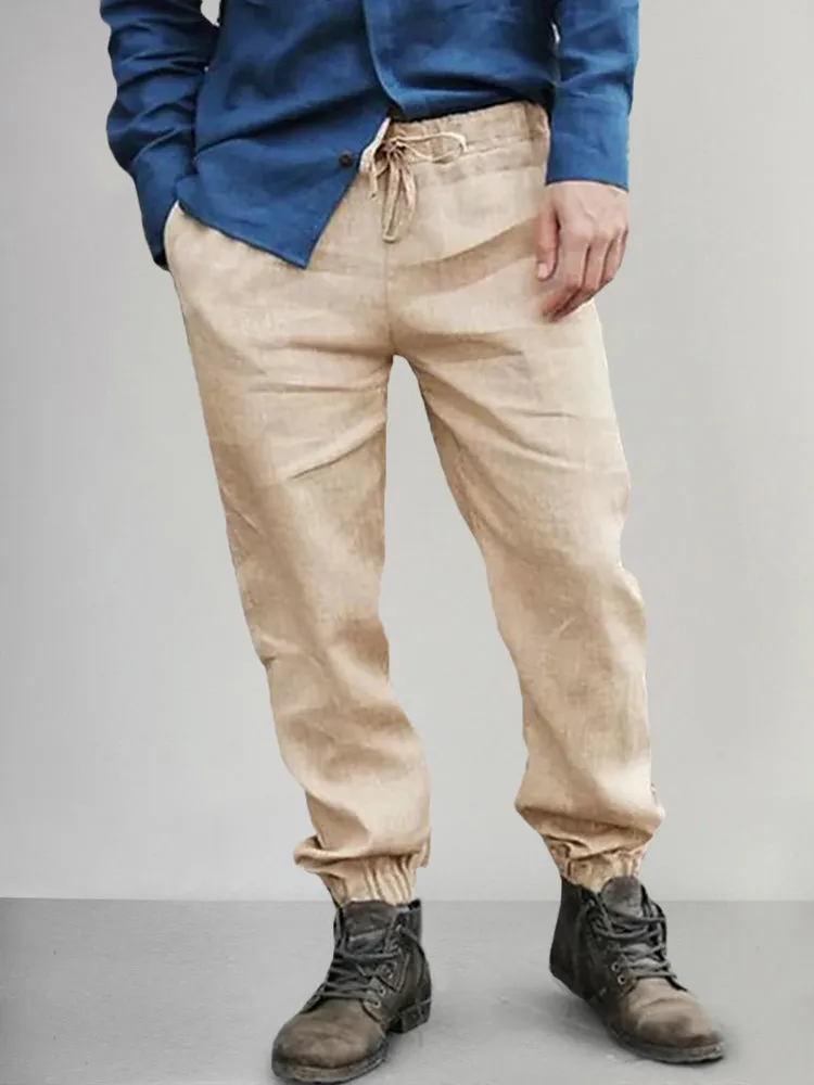 Casual Elastic Waist Cotton Linen Pants