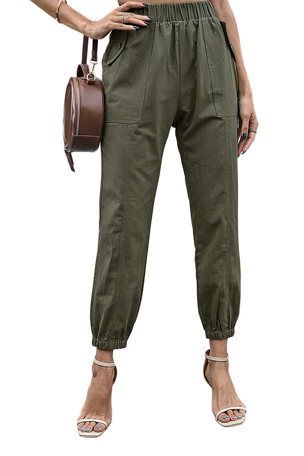 Casual Pocketed Elastic Waist Joggers