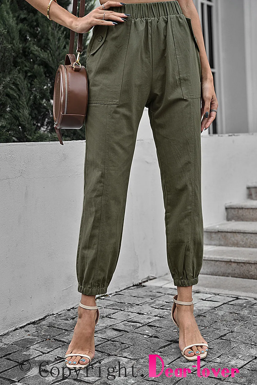 Casual Pocketed Elastic Waist Joggers