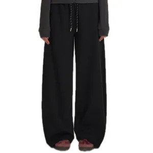 Contrast Drawstring Wide-leg Pants In Black