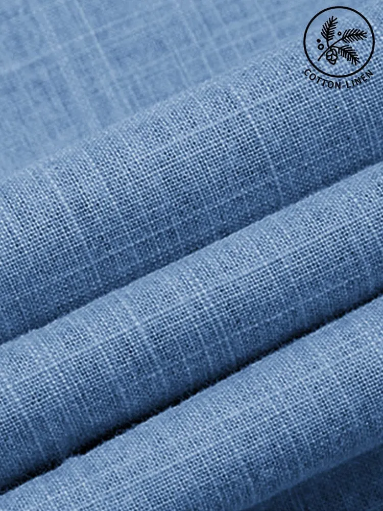 Cotton Linen Elastic Waist Casual Pants
