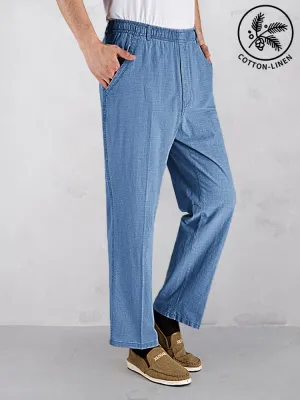 Cotton Linen Elastic Waist Casual Pants