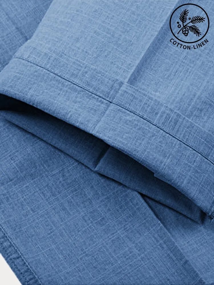 Cotton Linen Elastic Waist Casual Pants