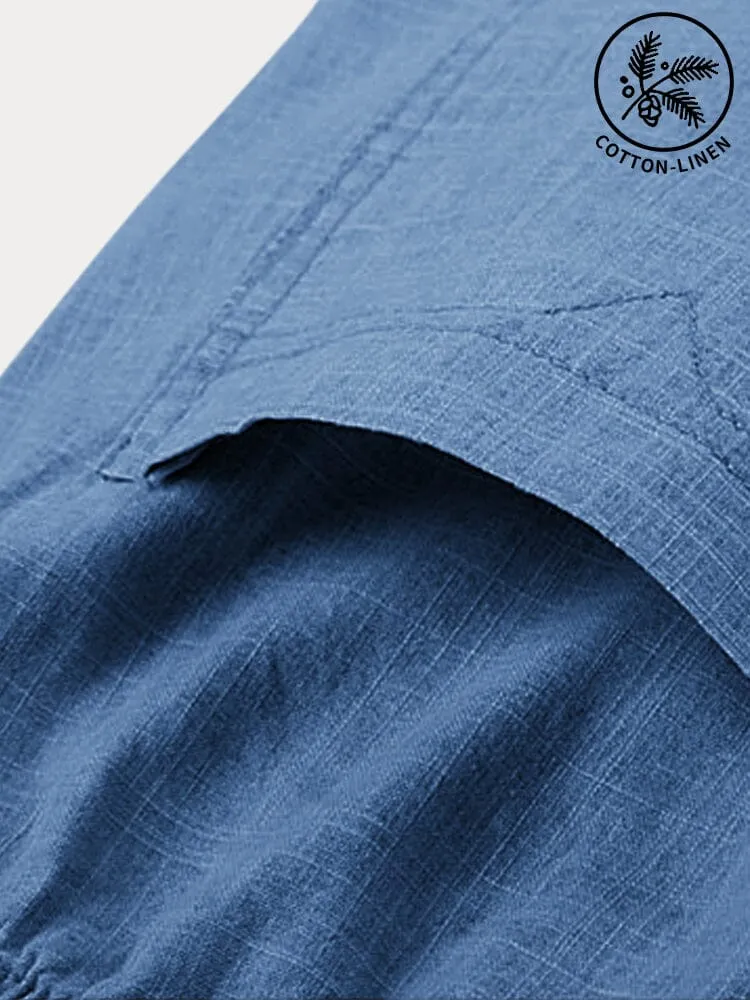 Cotton Linen Elastic Waist Casual Pants