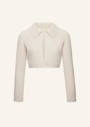 Crochet cropped bolero jacket in cream