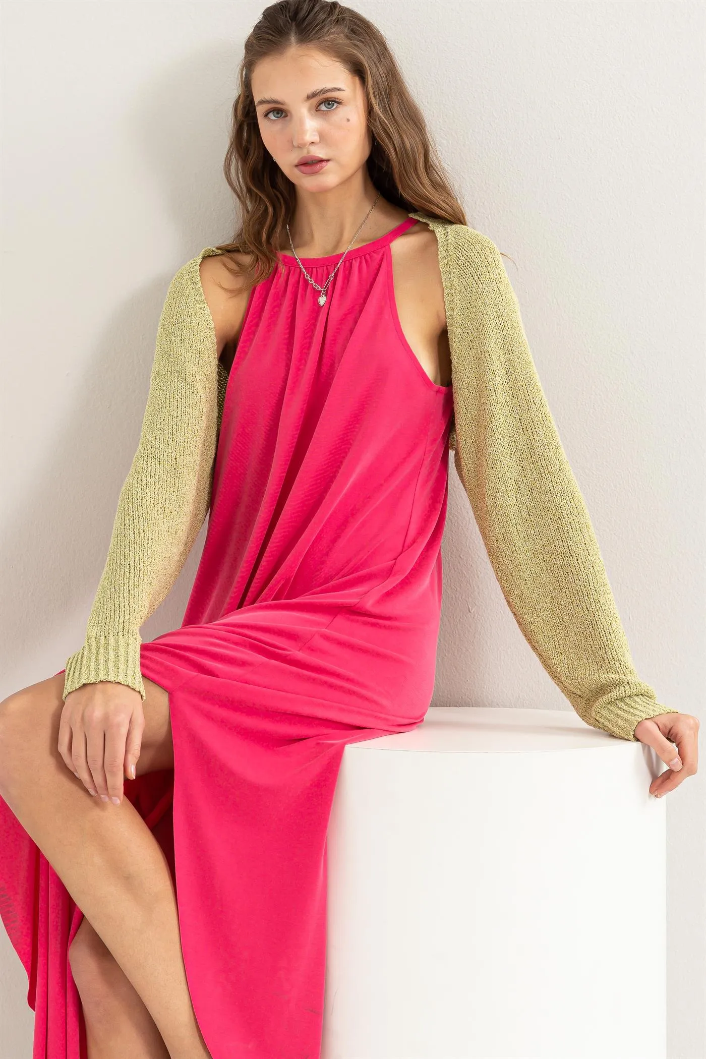 DZ24C131-Essential Long Sleeve Knit Bolero