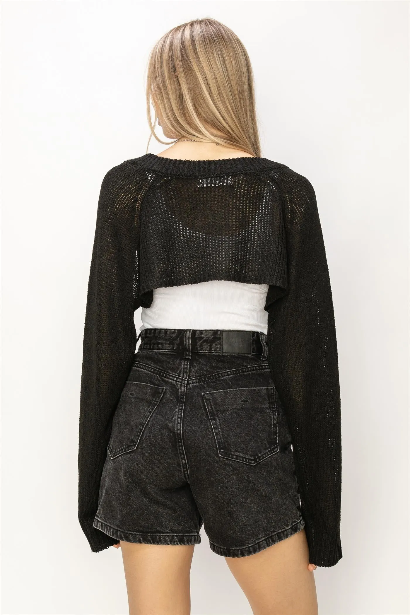 DZ24C131-Essential Long Sleeve Knit Bolero
