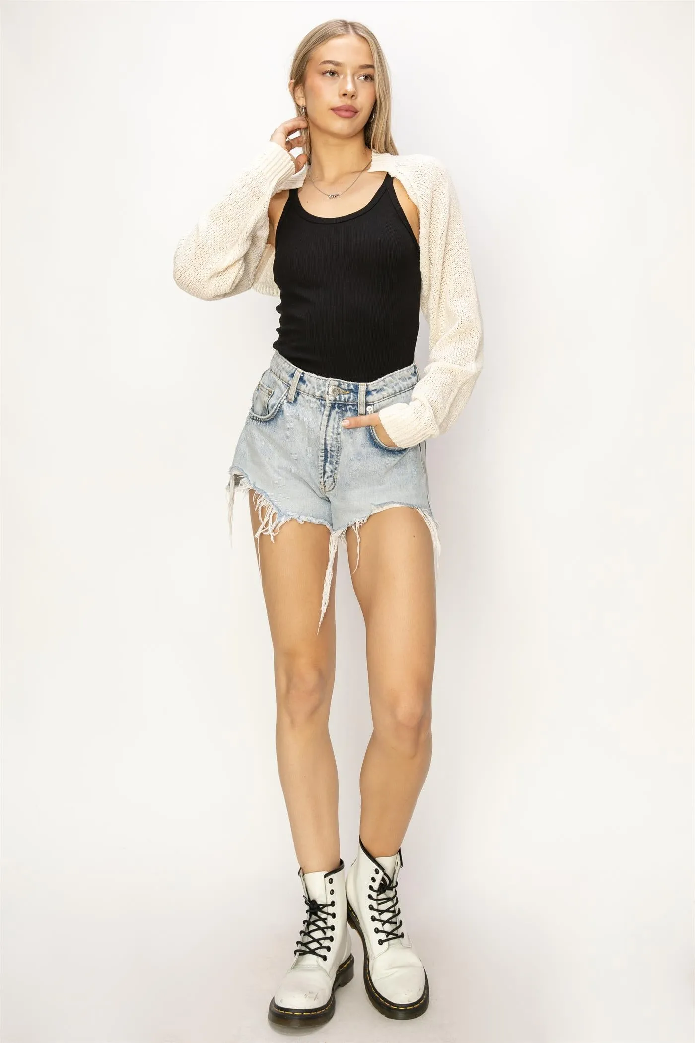 DZ24C131-Essential Long Sleeve Knit Bolero
