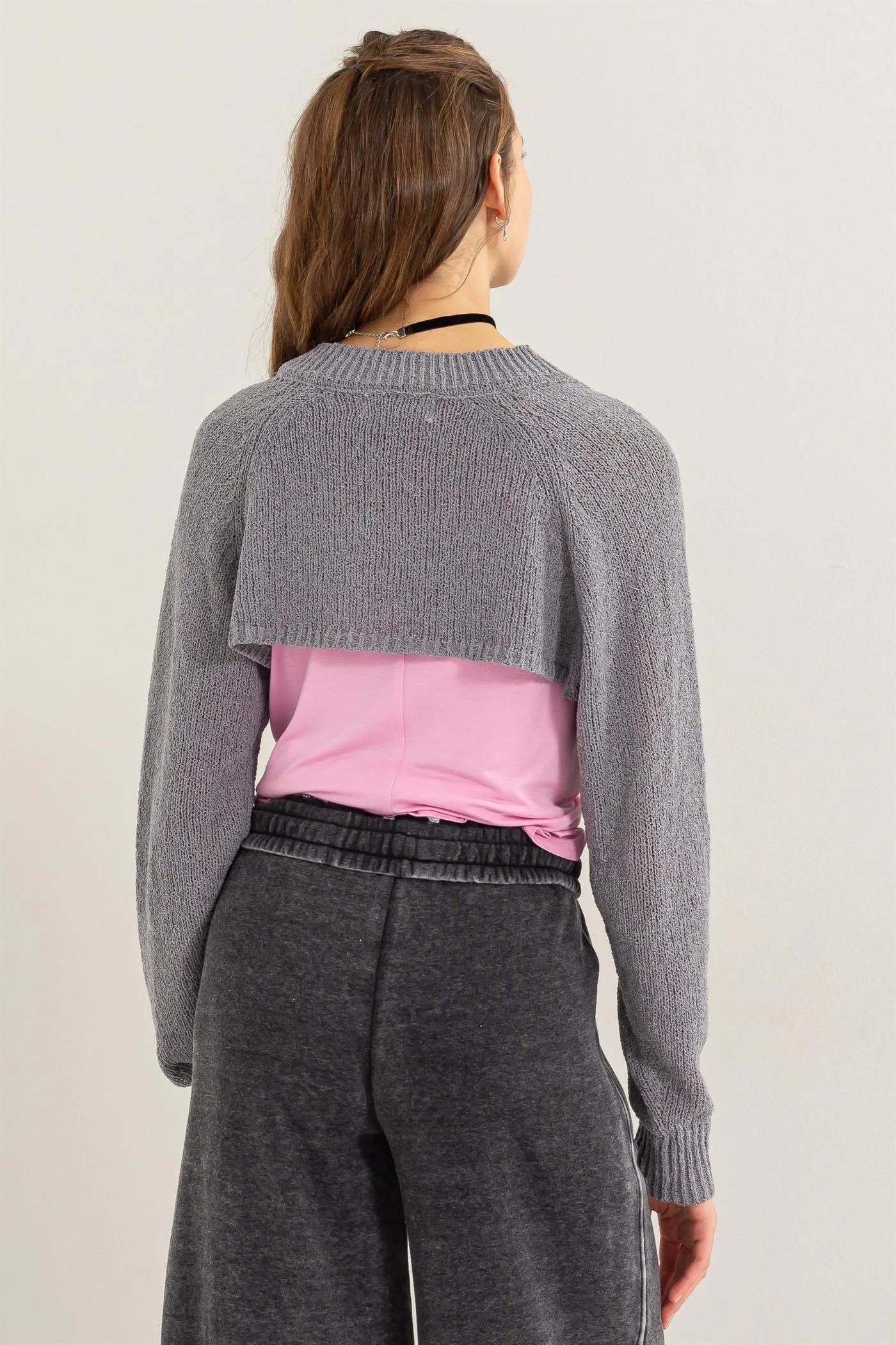DZ24C131-Essential Long Sleeve Knit Bolero
