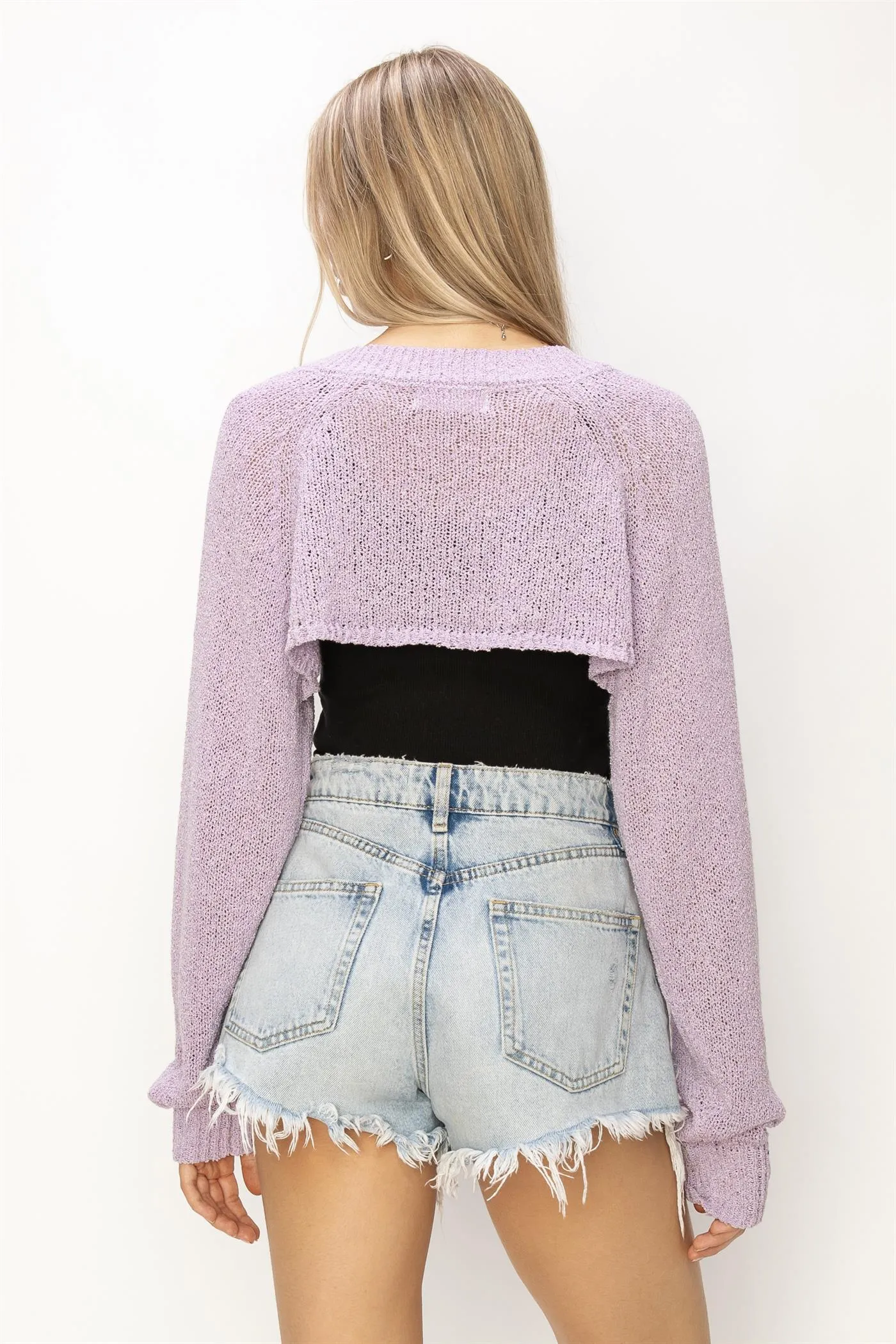 DZ24C131-Essential Long Sleeve Knit Bolero