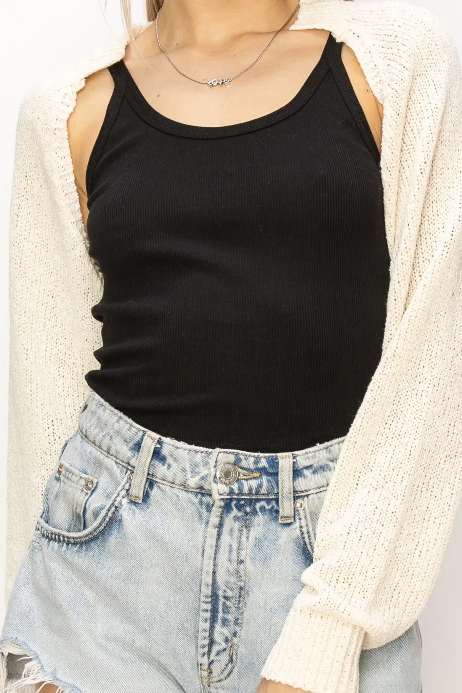 DZ24C131-Essential Long Sleeve Knit Bolero