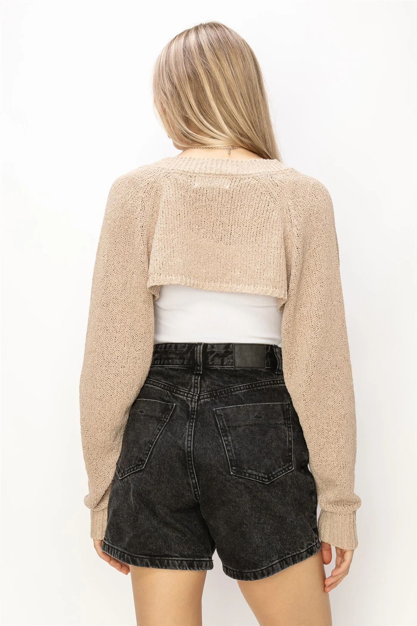 DZ24C131-Essential Long Sleeve Knit Bolero