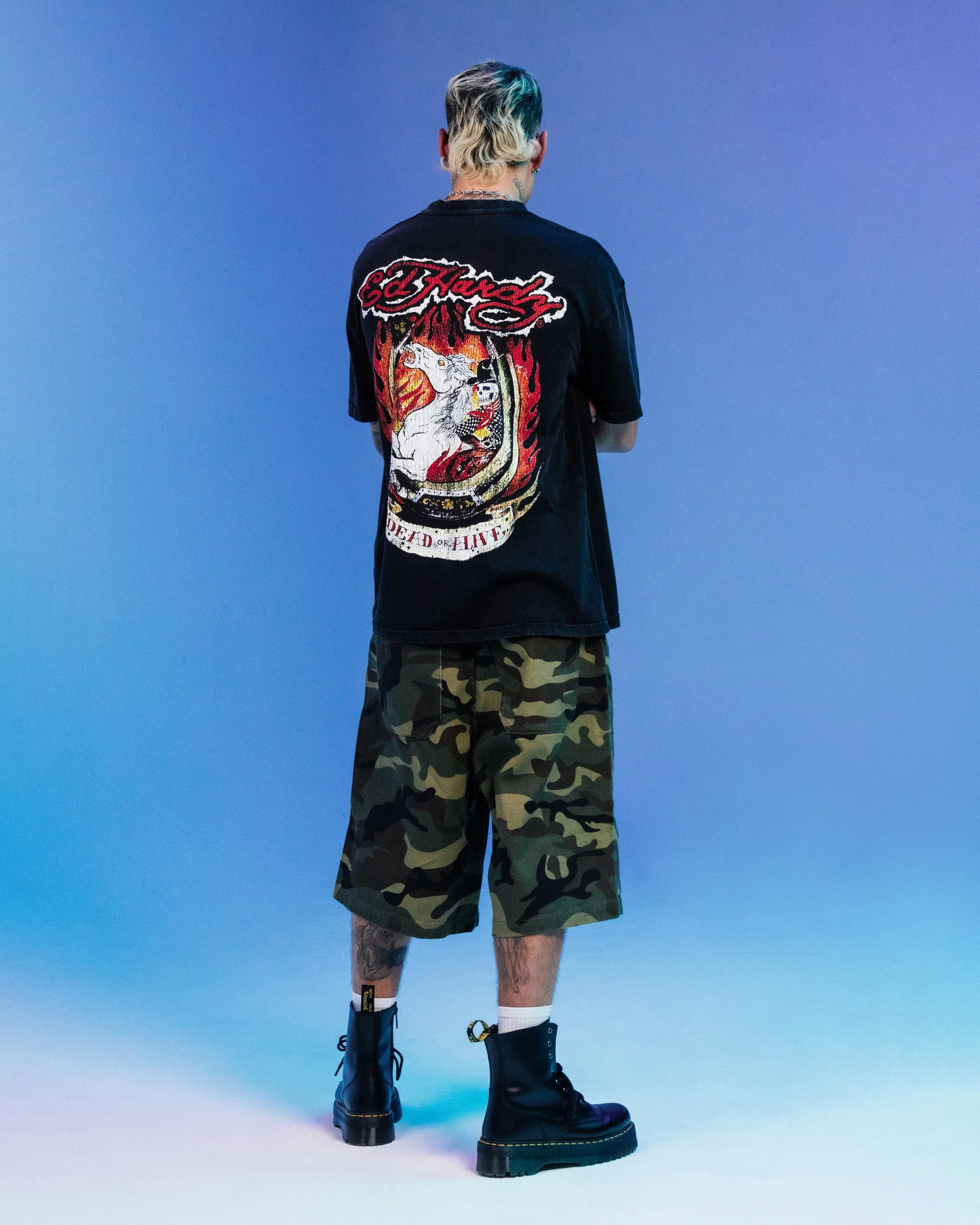Ed Hardy By Loiter Horse Power Vintage T-Shirt Black Acidwash