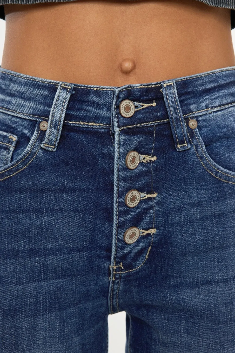 Full Size Cat's Whiskers Button Fly Denim Shorts