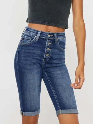 Full Size Cat's Whiskers Button Fly Denim Shorts