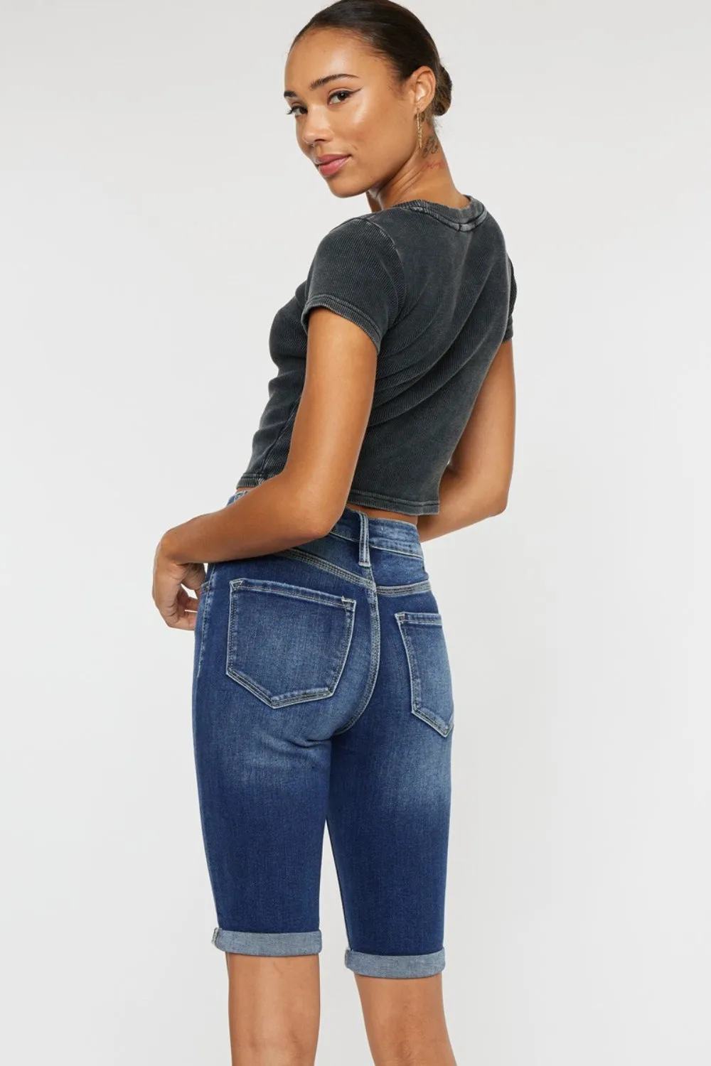 Full Size Cat's Whiskers Button Fly Denim Shorts
