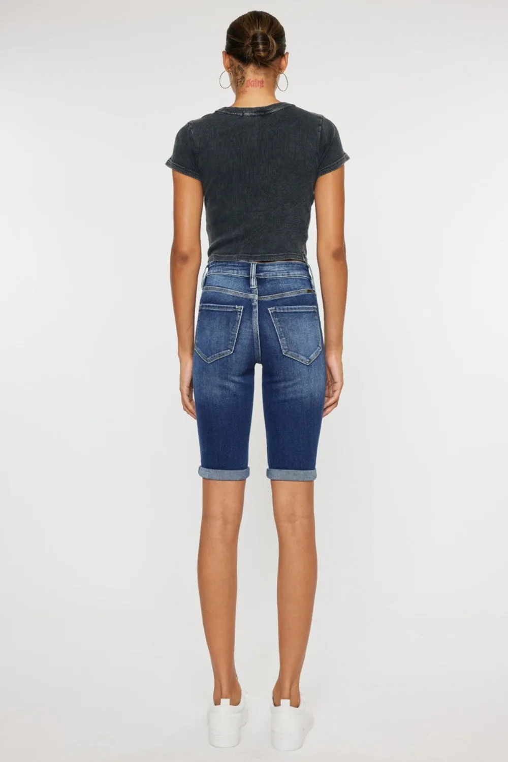 Full Size Cat's Whiskers Button Fly Denim Shorts