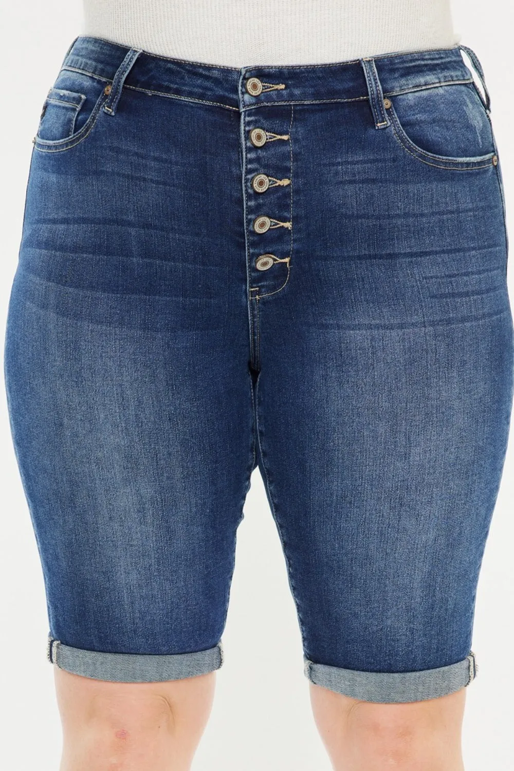 Full Size Cat's Whiskers Button Fly Denim Shorts