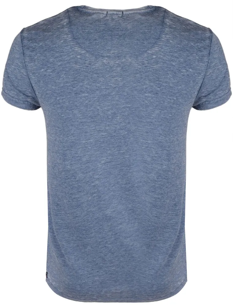 GonzaloB Crew Neck Burn Out T-Shirt in Vintage Indigo