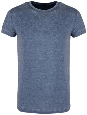 GonzaloB Crew Neck Burn Out T-Shirt in Vintage Indigo