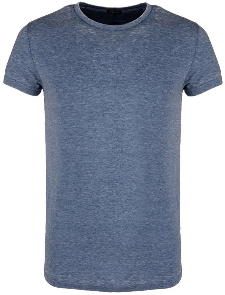 GonzaloB Crew Neck Burn Out T-Shirt in Vintage Indigo