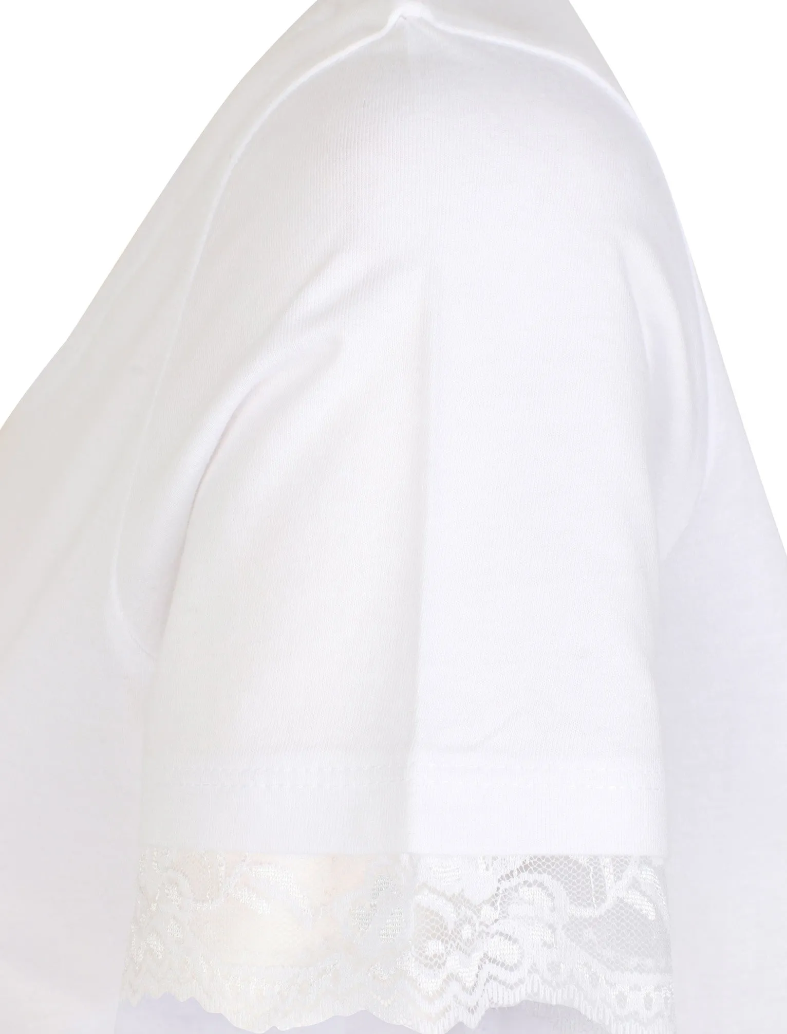 Helen Lace Trim Cotton T-Shirt In White - Plum Tree