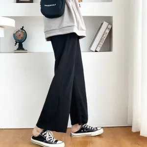 High Waist Straight Pants Culottes Women Korean Loose Wide Leg Ankle-Length All-Matching Casual Pants