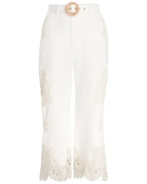 Ivory Embroidered Laurel Pant