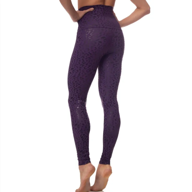 Leopard Foil Legging - Eggplant