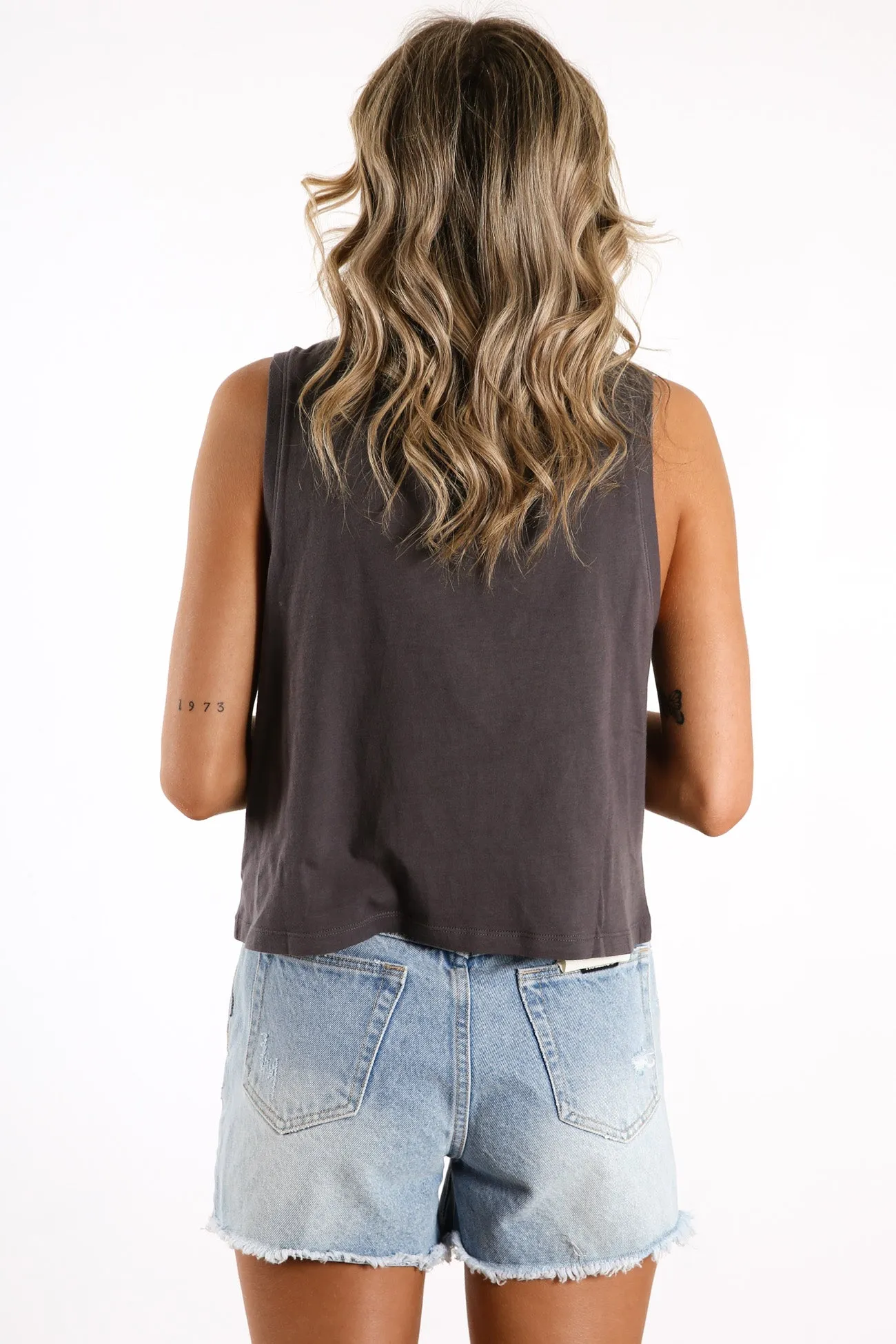 Malpais Crop Biker Tank Thunder Grey