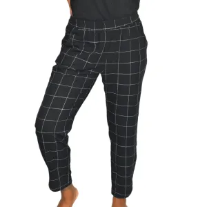 Marine Layer Allison Pant Black Windowpane Plaid Check Tapered Ankle Size Medium