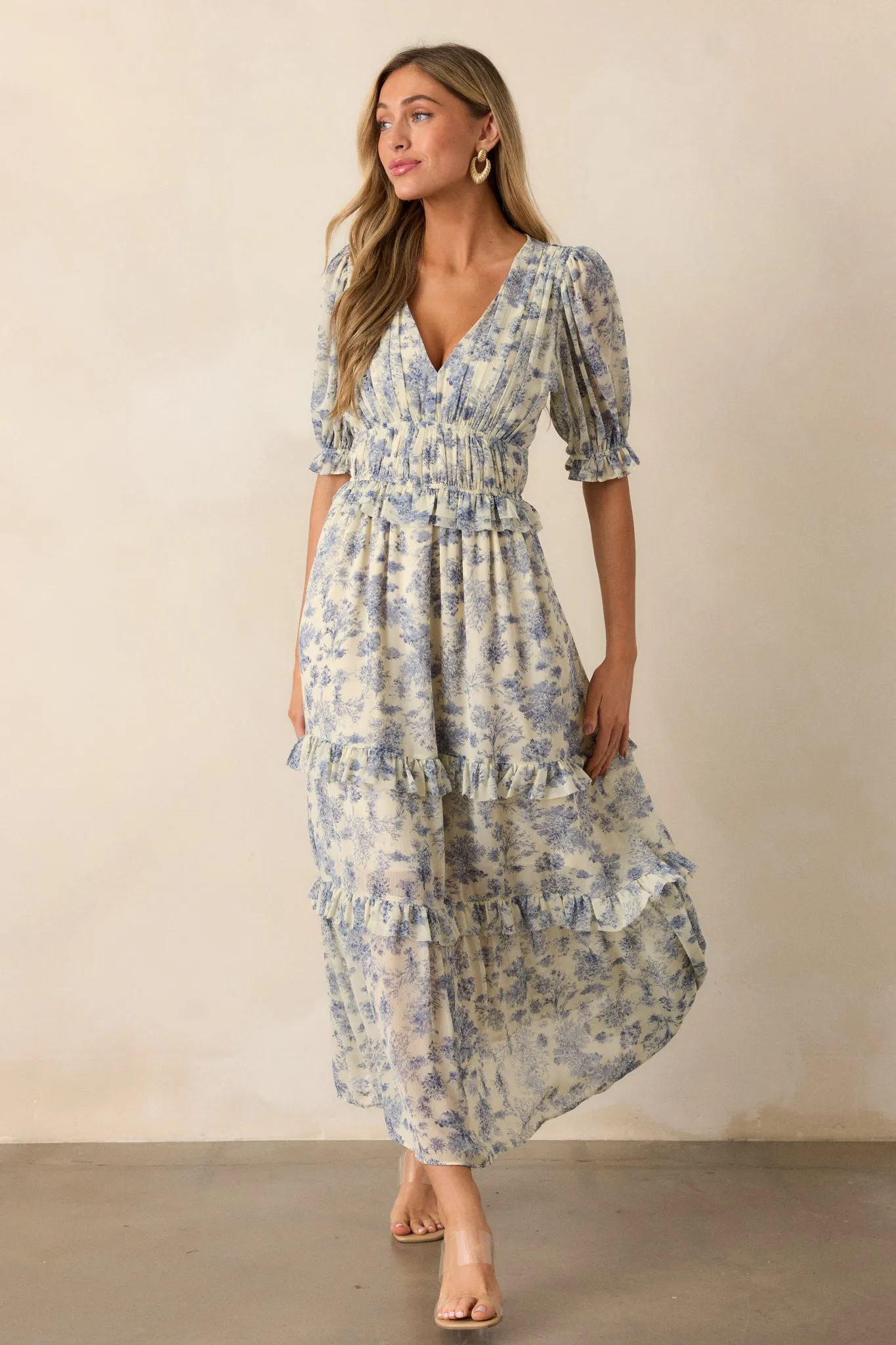 Midnight Train Blue Floral Midi Dress
