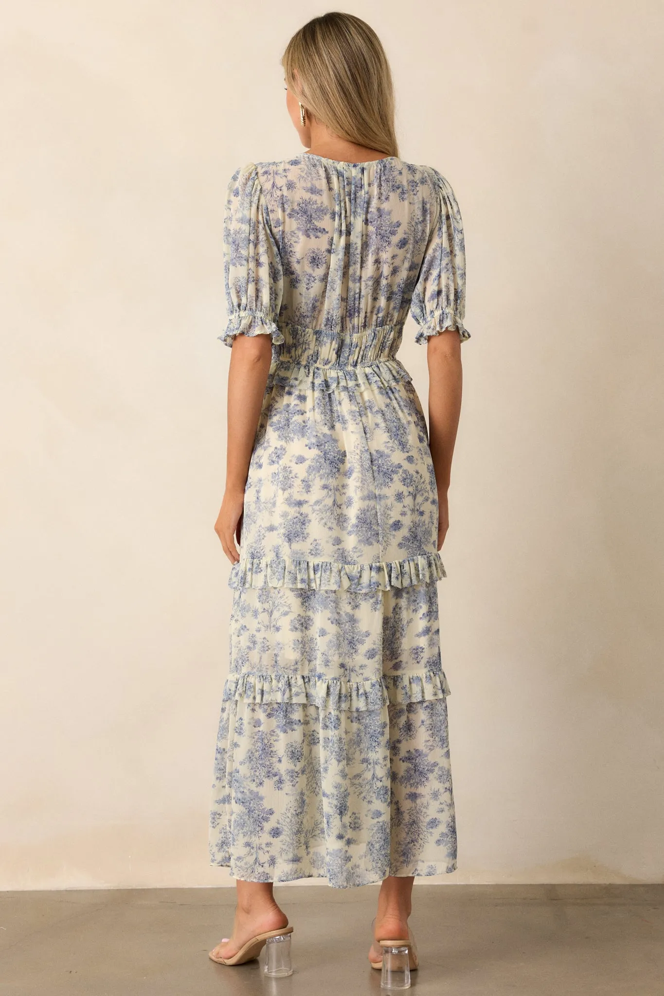 Midnight Train Blue Floral Midi Dress