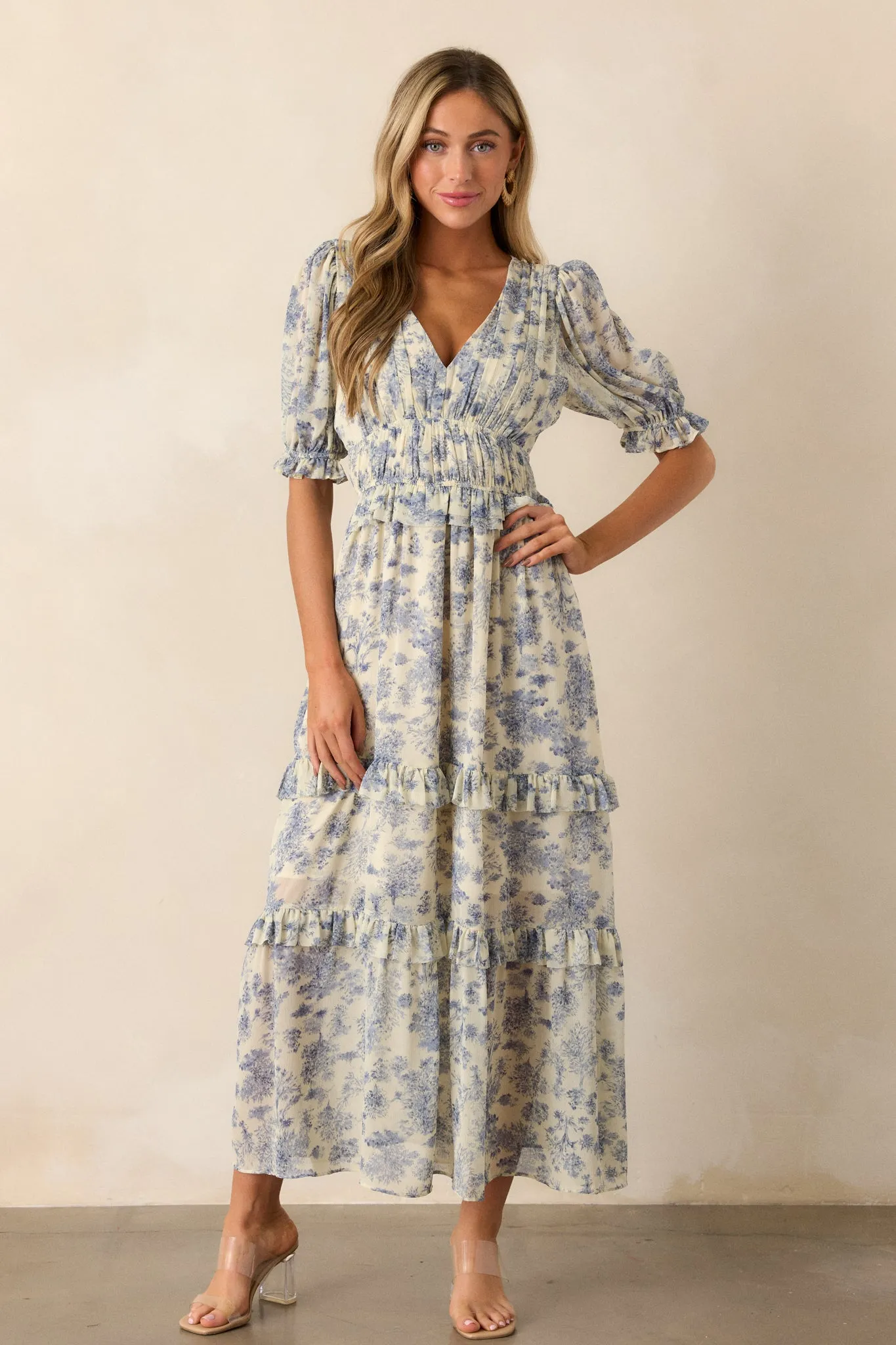 Midnight Train Blue Floral Midi Dress