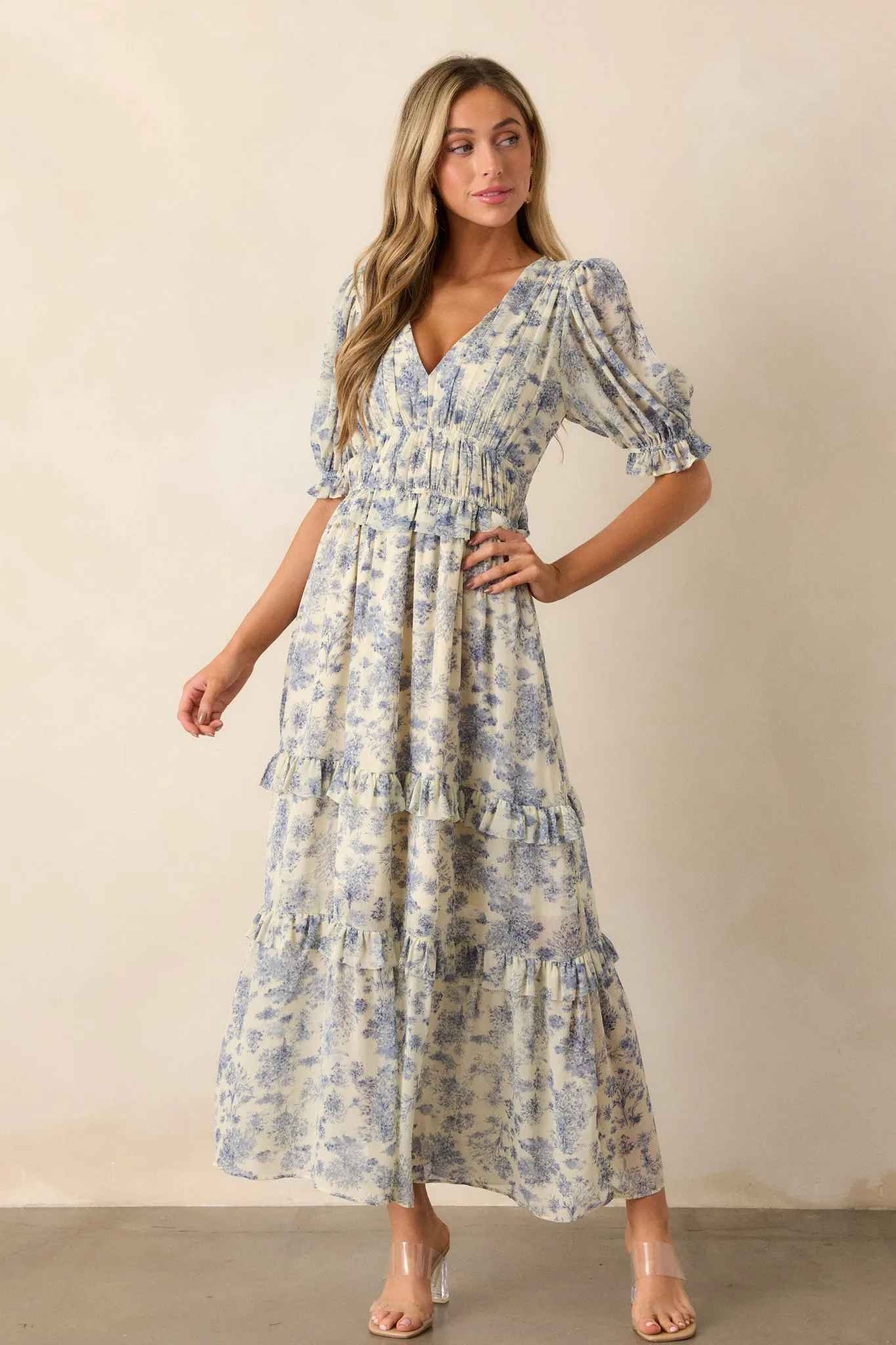 Midnight Train Blue Floral Midi Dress
