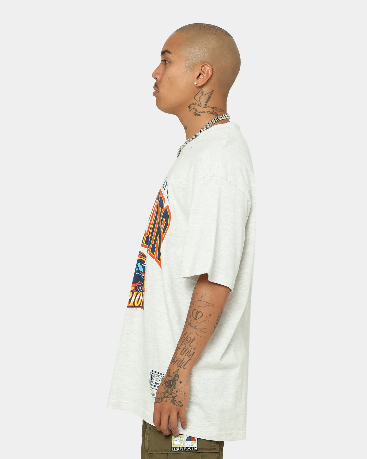 Mitchell & Ness Golden State Warriors XL Arch Vintage T-Shirt White Marle